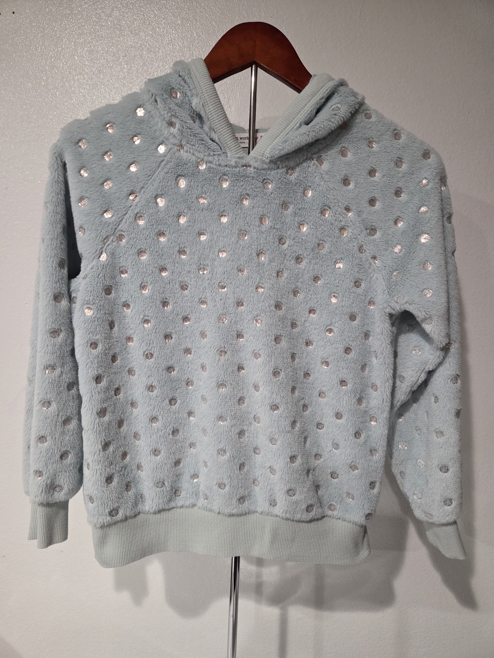 Knitworks Light Blue Plush Hooded Sweatshirt with Silver Dot Accents
